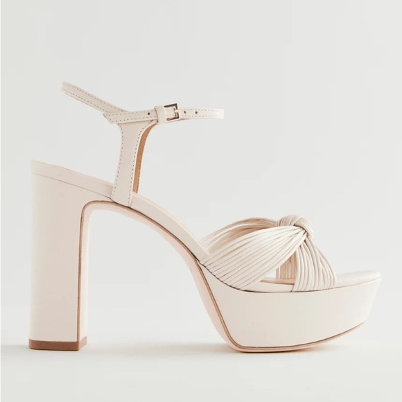 Reformation Petra Platform Sandal Heels Almond Size 8 - Picture 1 of 9